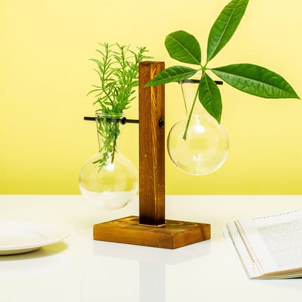 Winkee Houten Stekjesvaas - 2 Glaasjes