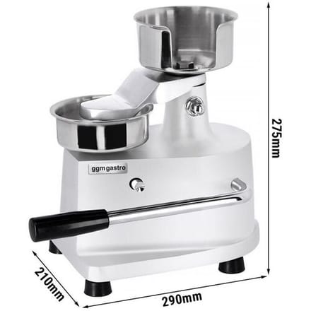 GGM Gastro Manuelle Hamburgermaschine - Ø 100 mm - Silber Zilver