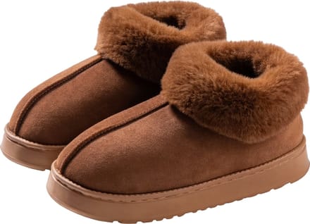 Warme Sloffen - Dames - Bruin - Thuis en Buiten - Pantoffels - Mode