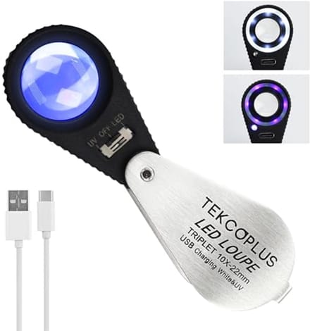 Loep met 10x Vergroting en UV & LED Verlichting - Draagbare Vergrootglas voor Edelstenen
