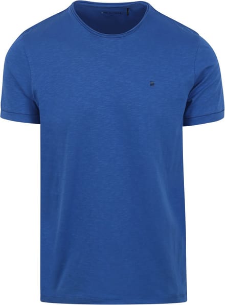 T-shirt met ronde hals, opgerolde mouwen en subtiele logoprint