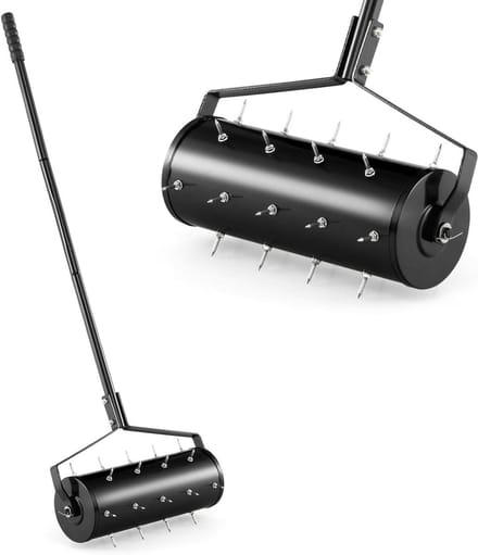 Grondbeluchter Roller - Gazonroller Tuinroller - Gras Gezond Houden - Met Scherpe Tanden - 45 cm Breed - Zwart