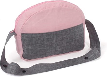 Luiertas voor poppen met wasbare aankleedmat - Poppenaccessoires, gemêleerd grijs-roze