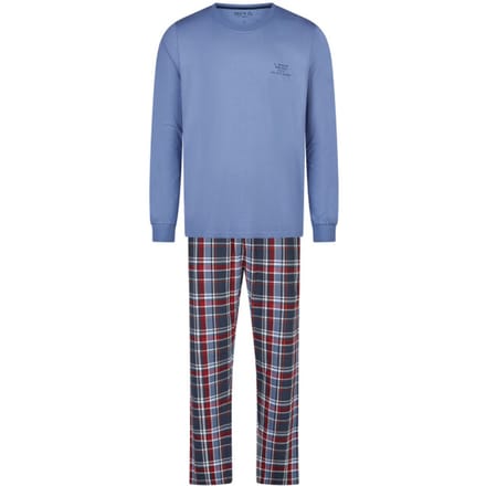 Phil & Co Essential Heren Pyjama Set Lang Blauw/Geruit - Maat M