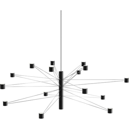 kdln LED hanglamp POLAR 15.3, Ø 124 cm, zwart, 15-lichts, dimbaar