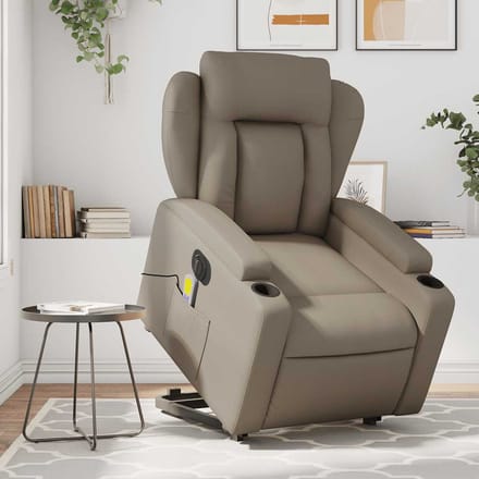 vidaXL - Sta-op-massagestoel - elektrisch - kunstleer - cappuccinokleurig
