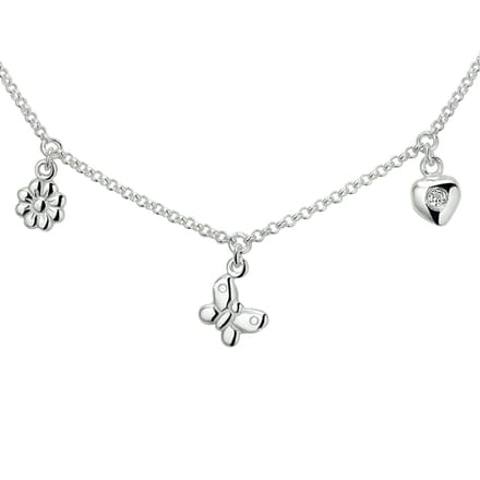 Bedelketting met 3 bedeltjes - 925 Sterling Zilver