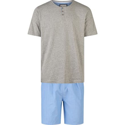 Phil & Co Heren Shortama Korte Pyjama Set Grijs/Blauw - Maat XL
