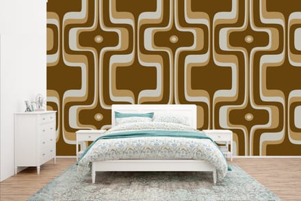 Behang - Fotobehang Retro - Design - Bruin - Breedte 400 cm x hoogte 240 cm
