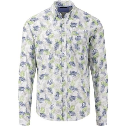Fynch-Hatton Overhemd Sporty Slub Leaf Pattern Cool Grey / male