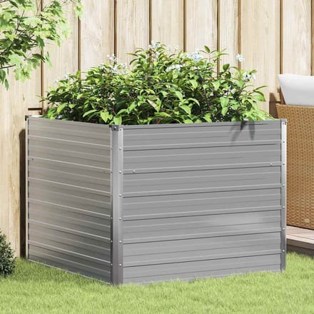 vidaXL - Plantenbak - verhoogd - 100x100x77 - cm - gegalvaniseerd - staal - grijs
