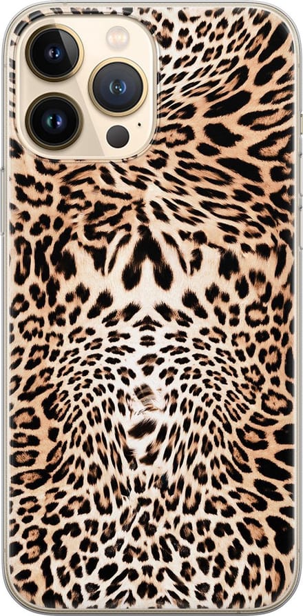 Leuke Telefoonhoesjes - Hoesje geschikt voor iPhone 13 Pro Max - Animal print - Soft case - TPU - Luipaardprint - Bruin