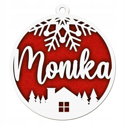 SMX Design - Houten Kerstbal - Wit - Gepersonaliseerd - 9x10 cm