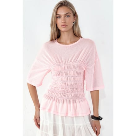 Dames Solid Crepe Rimpel Blouse