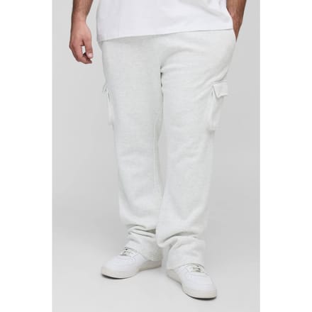 Plus Slim Stacked Flare Cargo Joggers | Grey Marl | Size 4XL