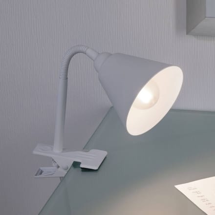 Klemlamp Vitis Flexarm snoerschakelaar Wit 230V E14