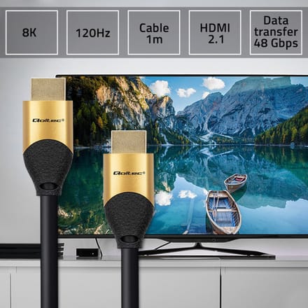 Qoltec HDMI-kabel v2.1 Ultra high speed 8K |   60Hz |   30AWG |   GOUD |   1m