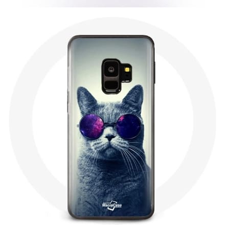 Samsung Galaxy S9 Cat hoesje met paarse bril