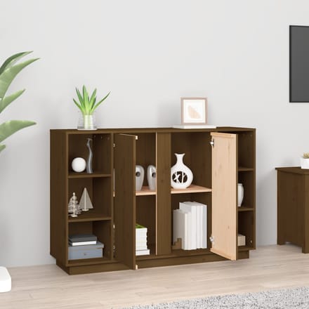 vidaXL - Dressoir - 120x35x80 - cm - massief - grenenhout - honingbruin