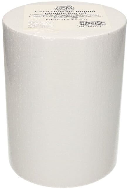 FunCakes Taart Dummy - Piepschuim Blok - Rond - Double Barrel - Ø15 cm x 20 cm