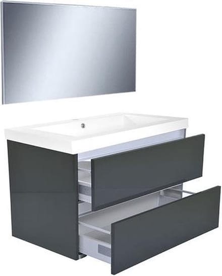 Wiesbaden Vision meubelset (incl. spiegel) 80 cm hoogglans grijs