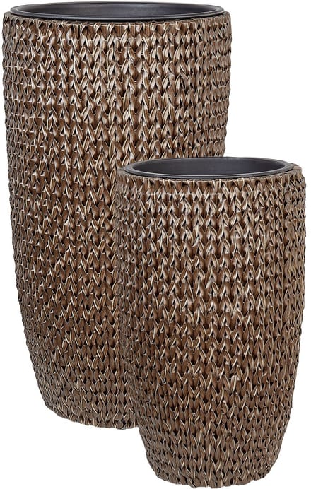 CEDRUS - Bloempot set van 2 - Bruin - PE rotan