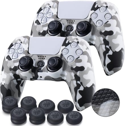 Controller Beschermhoes Set voor PS5 met Textuur Afdrukken Wit en 8 Duimgrepen
