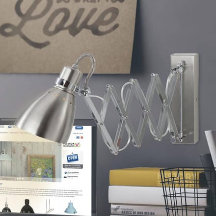 Wandlamp Spring 6290ST Staal E27 fitting - Industrieel ontwerp met draaibare, kantelbare en uitschuifbare functies - Steinhauer