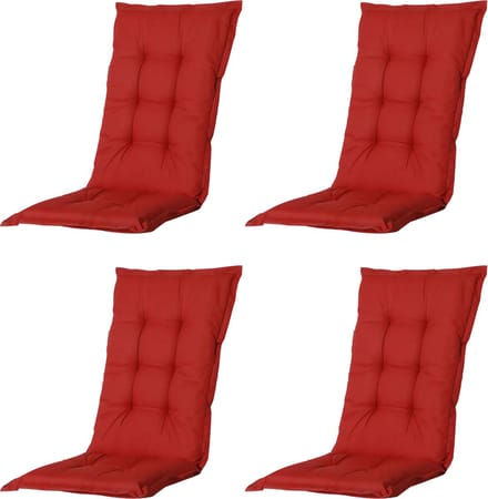 Madison - Tuinkussen - Universeel - Lage Rug - 4 st. - Basic Red - 105x50cm - Rood - Tuinstoelkussens - Standenstoel