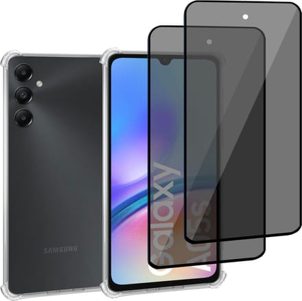 Geschikt voor Samsung Galaxy A05s - Hoesje + 2x Screenprotector – Gehard Glas Cover + Shock Proof Case - Transparant