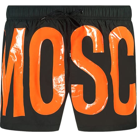 Moschino Grote Oranje Logo Zwarte Zwemshorts