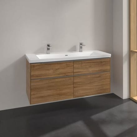 Villeroy & Boch Subway 3.0 vanity unit 127.2 cm, 4 drawers, handles glossy C60200RH