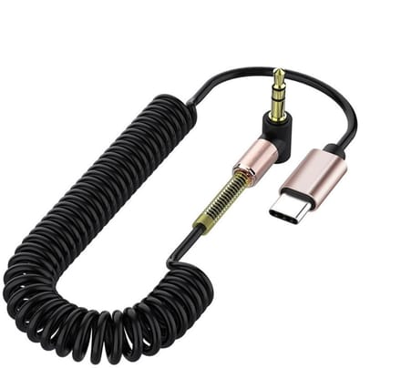 USB C naar AUX Kabel - Type C Audiokabel - Muziek Luisteren Auto - Intrekbaar Ontwerp - 1 meter - Zwart