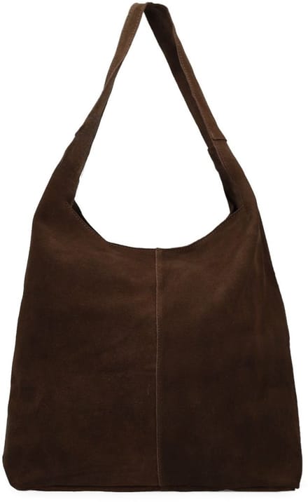 Manfield - Donkerbruine suède shopper