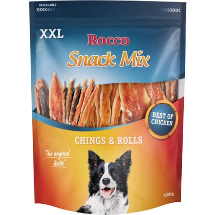1kg XXL Chings & Rolls Kipfilet Rocco Hondensnack Mix