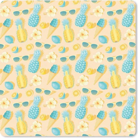 Muismat 20x20 cm - Mousepad Zomer - Patroon - Ananas - Muismatten