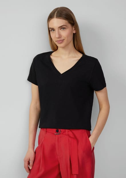 V-hals T-shirt van gemeleerd garen voor dames s.Oliver