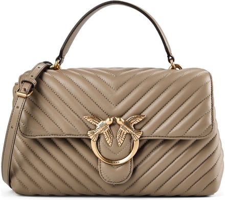 PINKO Love Lady Handtas Leder 25 cm - Dames - grigio talpa