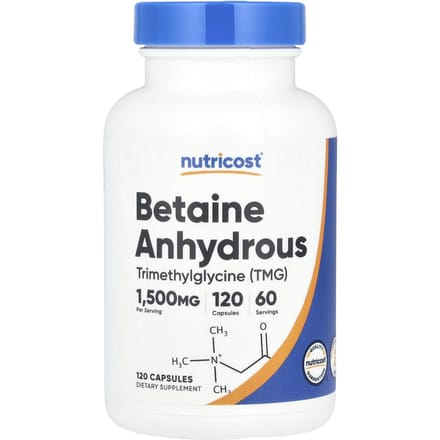 Nutricost, betaïne watervrij, 1.500 mg, 120 capsules (750 mg per capsule)
