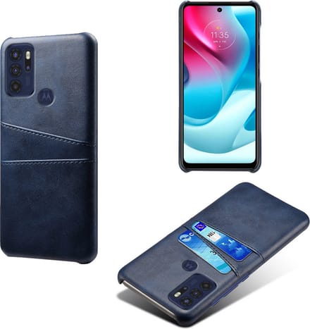 Backcover met Opbergvakjes + PMMA Screenprotector voor Motorola Moto G60s _ Blauw