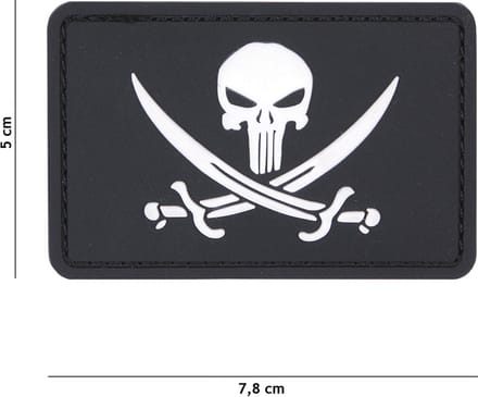 Embleem 3D PVC Punisher pirate zwart