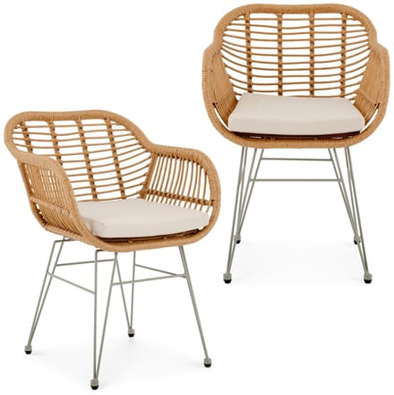 Tuinstoelen PARAMO, set van 2, van polyrotan – naturel/beige