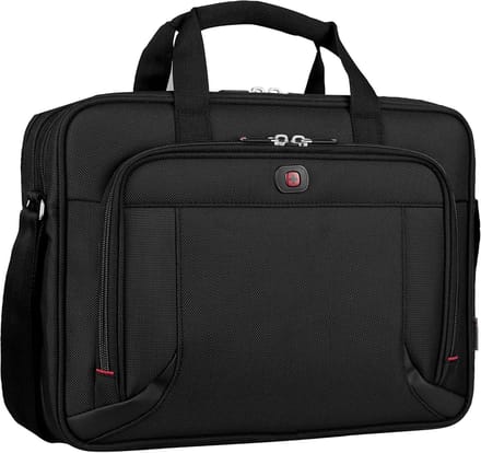 Leren 16 Inch Laptop Briefcase met Gevoerd Vak en Tablet Pocket in Zwart