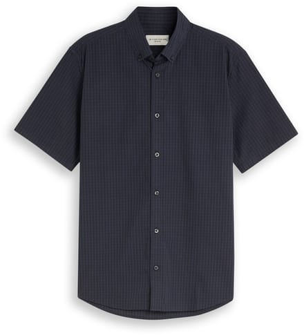 Tom Tailor - Regular fit overhemd met korte mouwen en ruitpatroon - Maat L - navy check