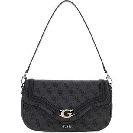 GUESS schoudertas Dea Flap Shoulder Bag Coal Logo donkergrijs