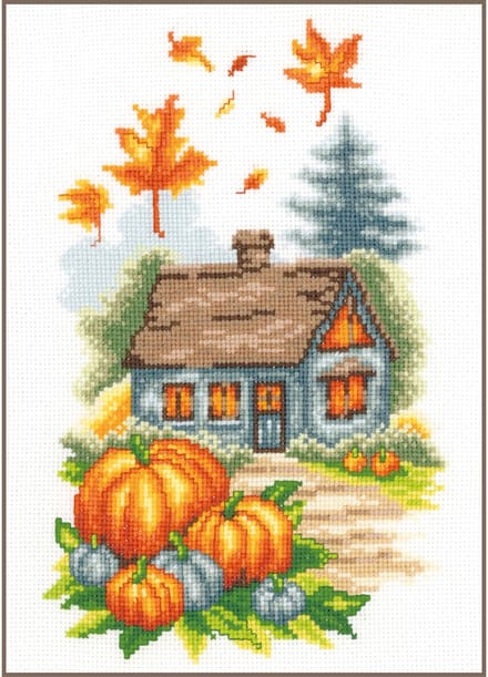 Vervaco - Telpakket kit - 19 x 28cm - Herfsthuisje - PN-0207257