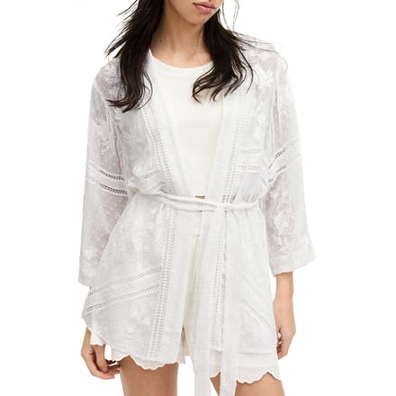 AllSaints Carina Emb Kimono White Größe: 2 | Bademäntel Outlet | Damen | Weiß