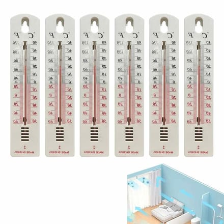 Binnenwandthermometers - Temperatuurmonitor - Temperatuur Bewaken - Dubbele Schaal Display - 6 Stuks - Wit