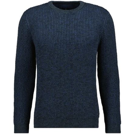 Ragman Trui Structure Knit Pullover Roundneck Blauw-Groen / male