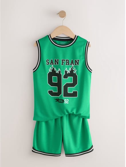 Next - Jongens - Set van basketballtanktop en short - Groen